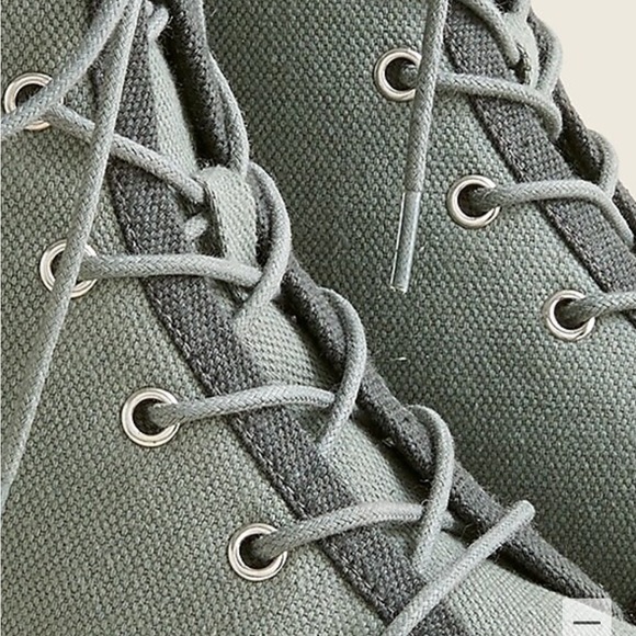 J Crew New Women's Gwen Canvas Lace-Up Lug-Sole Slate Green Boot Size 7 - Picture 2 of 9